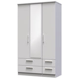 Knightsbridge Tall Mirrored 4 Drawer 3 Door Triple Wardrobe