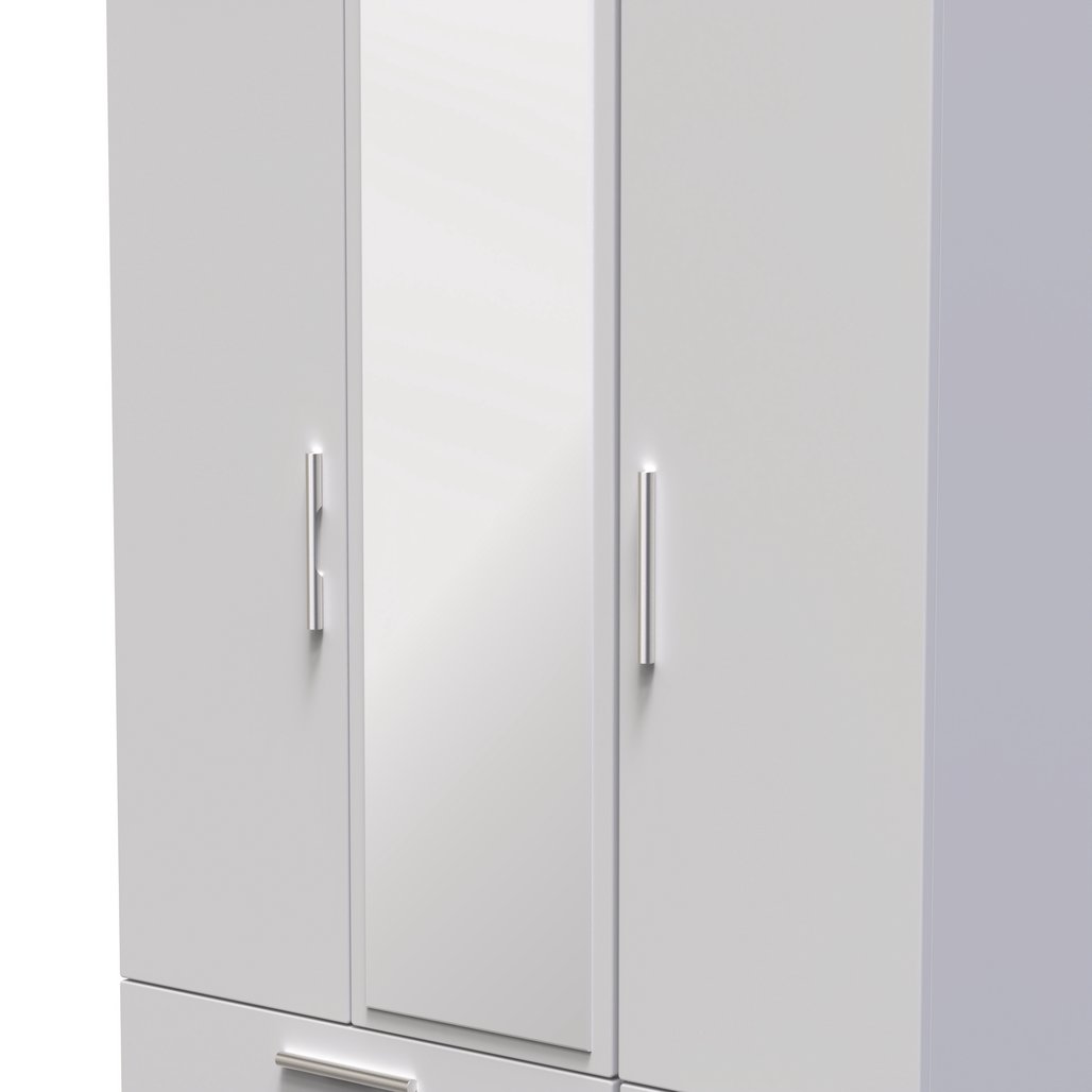 Knightsbridge Tall Mirrored 4 Drawer 3 Door Triple Wardrobe