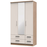 Knightsbridge Tall Mirrored 4 Drawer 3 Door Triple Wardrobe