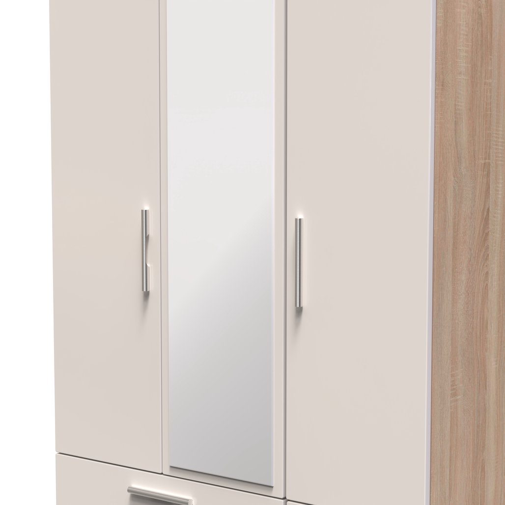 Knightsbridge Tall Mirrored 4 Drawer 3 Door Triple Wardrobe