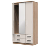 Knightsbridge Tall Mirrored 4 Drawer 3 Door Triple Wardrobe
