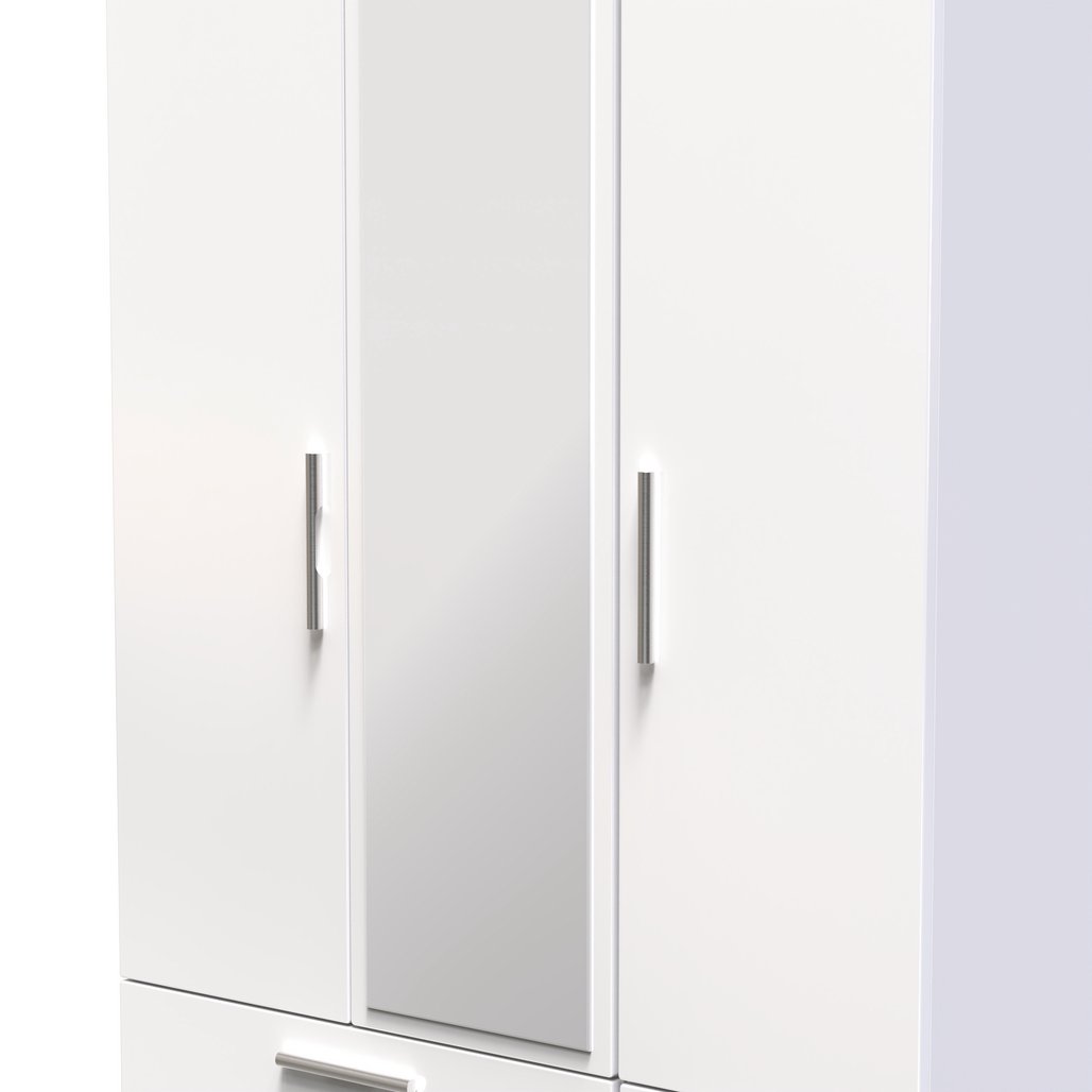 Knightsbridge Tall Mirrored 4 Drawer 3 Door Triple Wardrobe