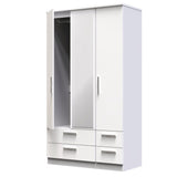 Knightsbridge Tall Mirrored 4 Drawer 3 Door Triple Wardrobe