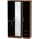 Knightsbridge Tall Mirrored 2 Drawer 3 Door Triple Wardrobe