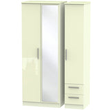 Knightsbridge Tall Mirrored 2 Drawer 3 Door Triple Wardrobe