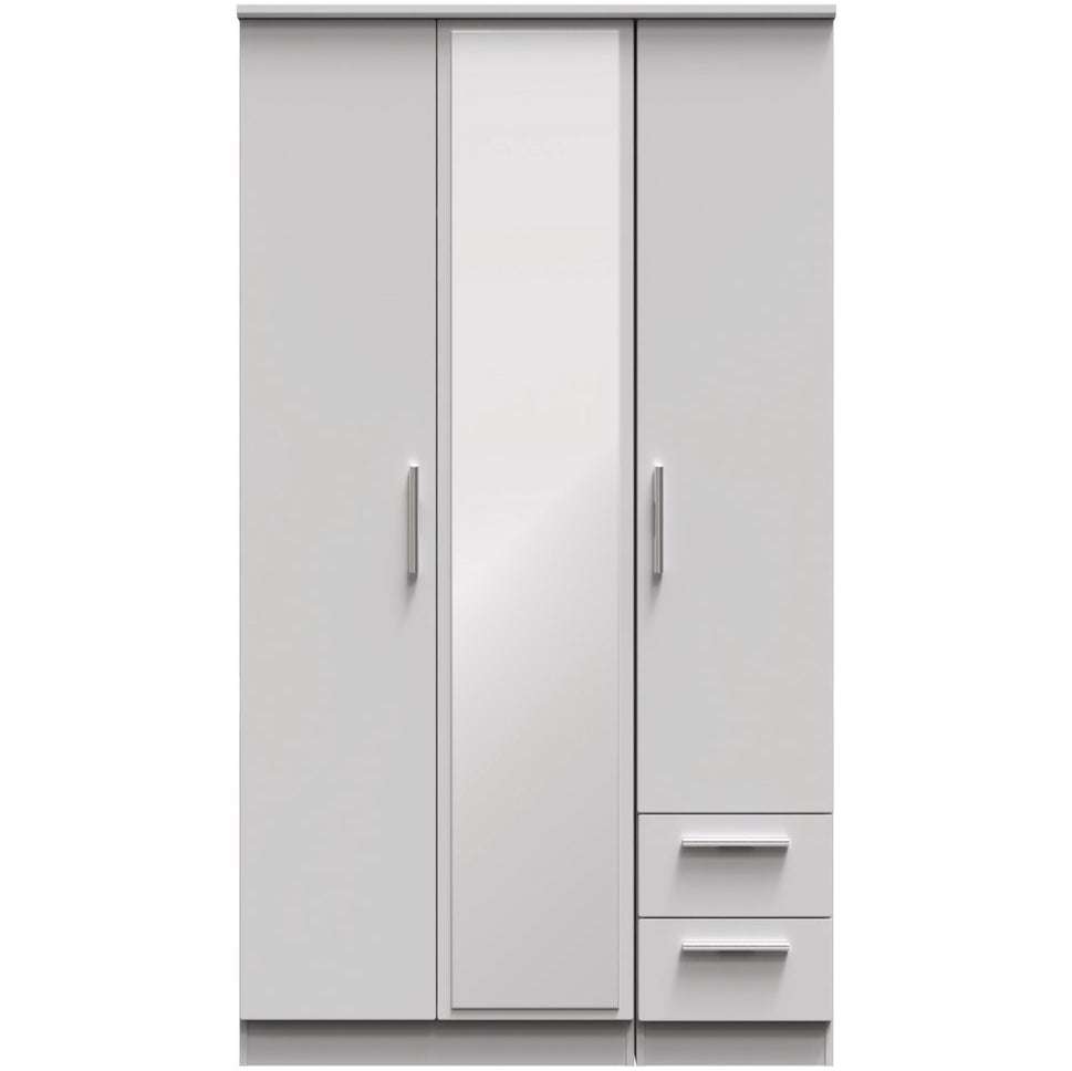Knightsbridge Tall Mirrored 2 Drawer 3 Door Triple Wardrobe