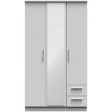 Knightsbridge Tall Mirrored 2 Drawer 3 Door Triple Wardrobe
