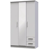 Knightsbridge Tall Mirrored 2 Drawer 3 Door Triple Wardrobe