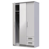 Knightsbridge Tall Mirrored 2 Drawer 3 Door Triple Wardrobe