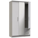 Knightsbridge Tall Mirrored 2 Drawer 3 Door Triple Wardrobe