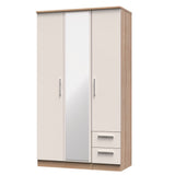 Knightsbridge Tall Mirrored 2 Drawer 3 Door Triple Wardrobe