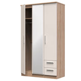 Knightsbridge Tall Mirrored 2 Drawer 3 Door Triple Wardrobe