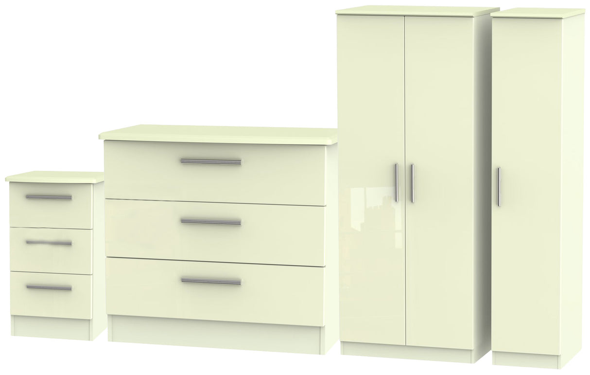 Knightsbridge 3 Drawer Bedside, 3 Drawer Chest of Drawers & 3 Door Triple Wardrobe