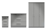 Knightsbridge 3 Drawer Bedside, 3 Drawer Chest of Drawers & 3 Door Triple Wardrobe