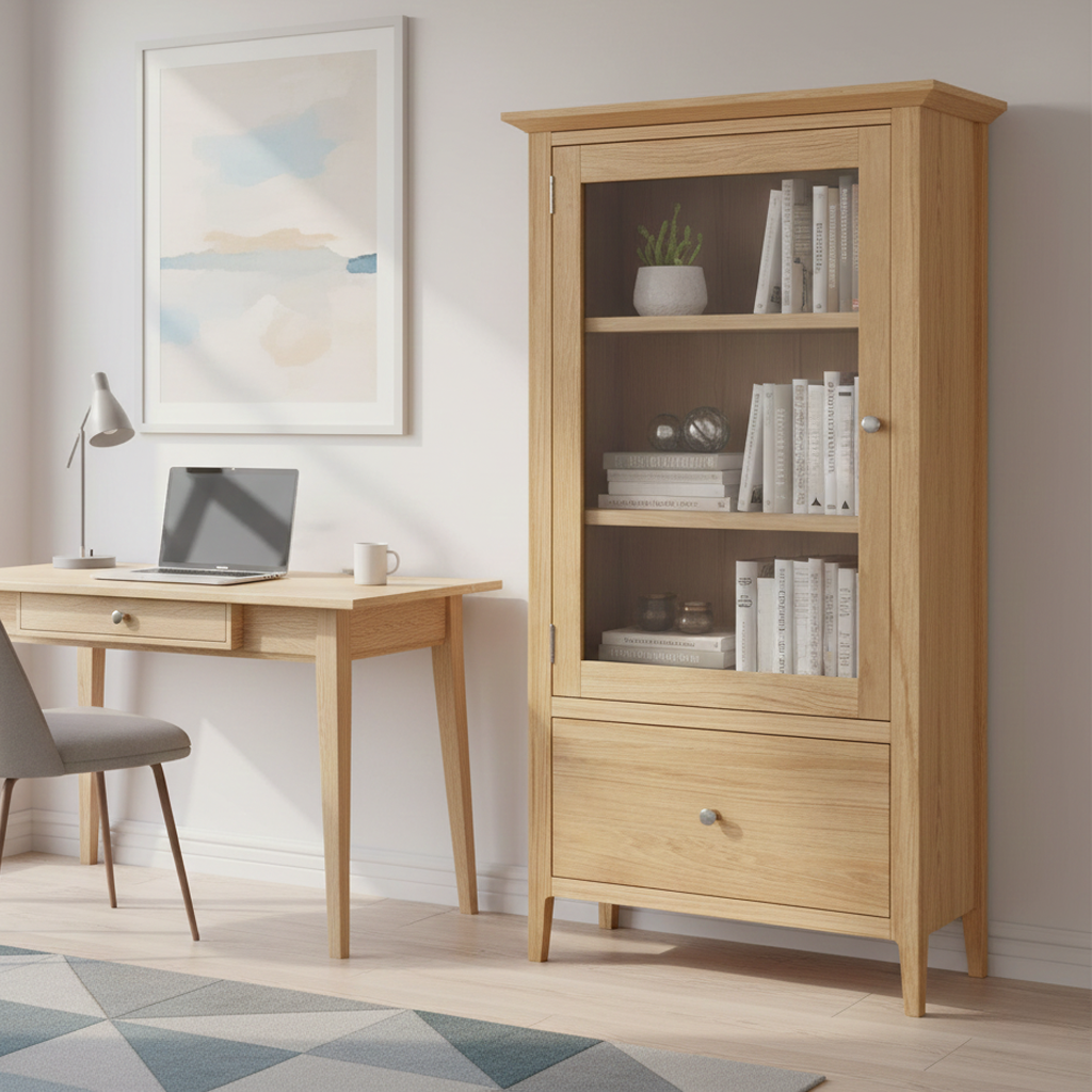 Saxon 1 Door 1 Drawer Glazed Bookcase