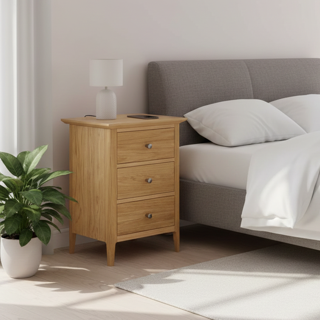 Saxon 3 Drawer Small Bedside Table