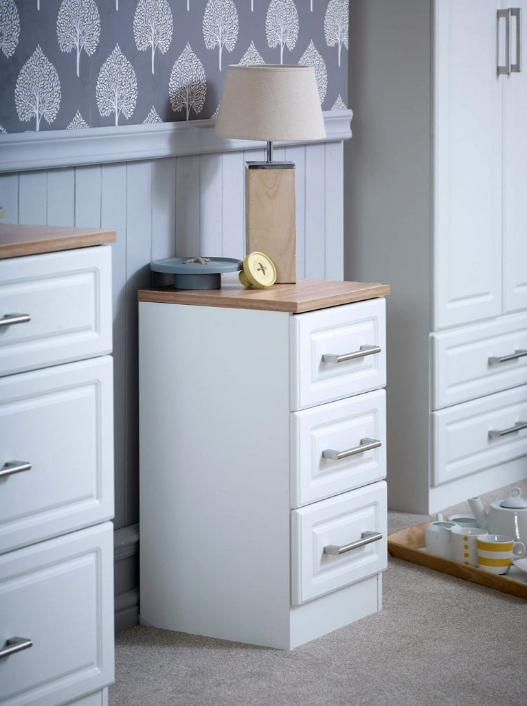 Kent 3 Drawer Bedside Table with Oak Top