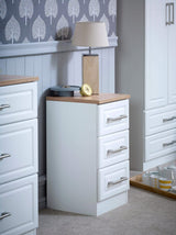 Kent 3 Drawer Bedside Table with Oak Top
