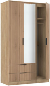 Java Tall Mirrored 2 Drawer 3 Door Triple Wardrobe