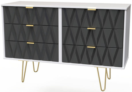 Diamond 6 Drawer Midi Chest with Gold Hairpin Legs