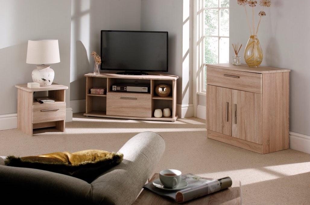 Knightsbridge 1 Drawer Corner TV Unit with Open Shelving