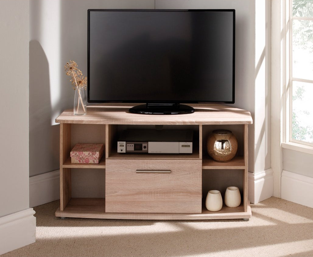 Knightsbridge 1 Drawer Corner TV Unit with Open Shelving