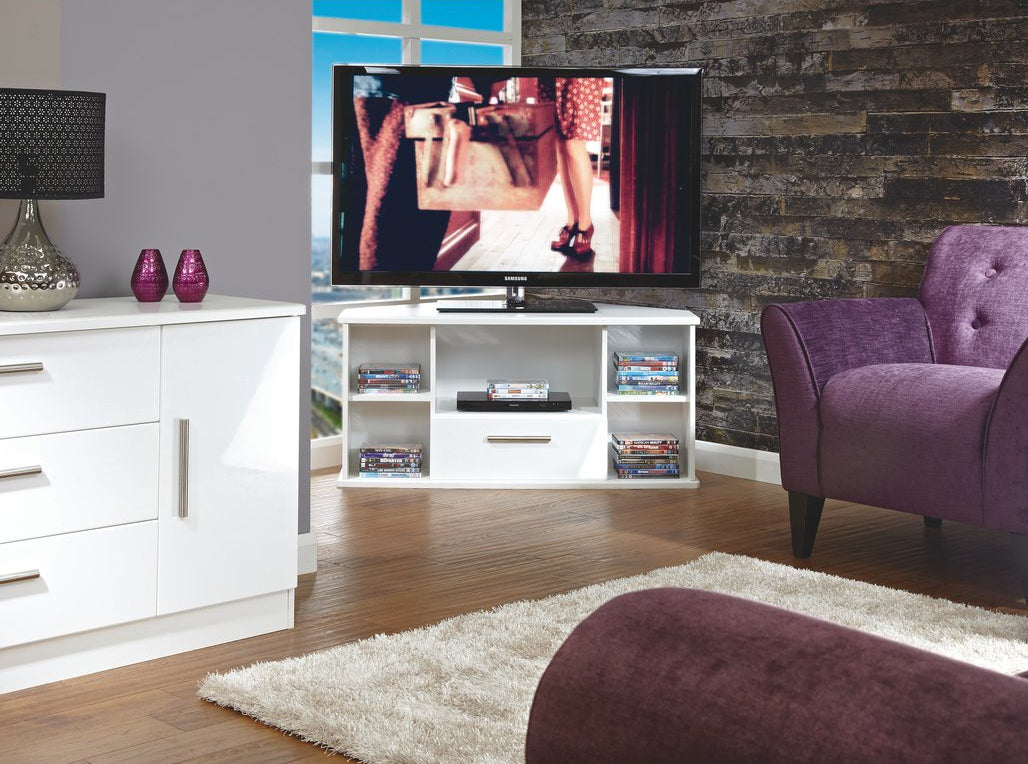 Knightsbridge 1 Drawer Corner TV Unit with Open Shelving
