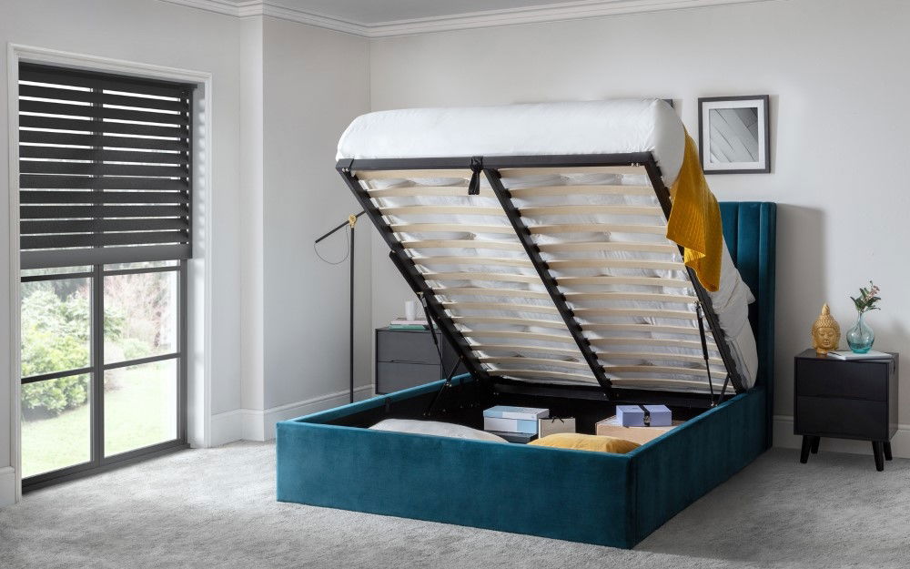 Langham Scalloped Headboard Storage Bed Frame