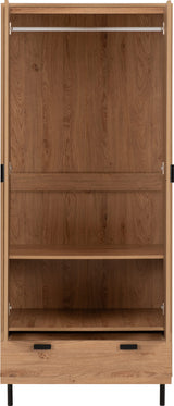 Leon Herringbone Retro 2 Door 1 Drawer Wardrobe