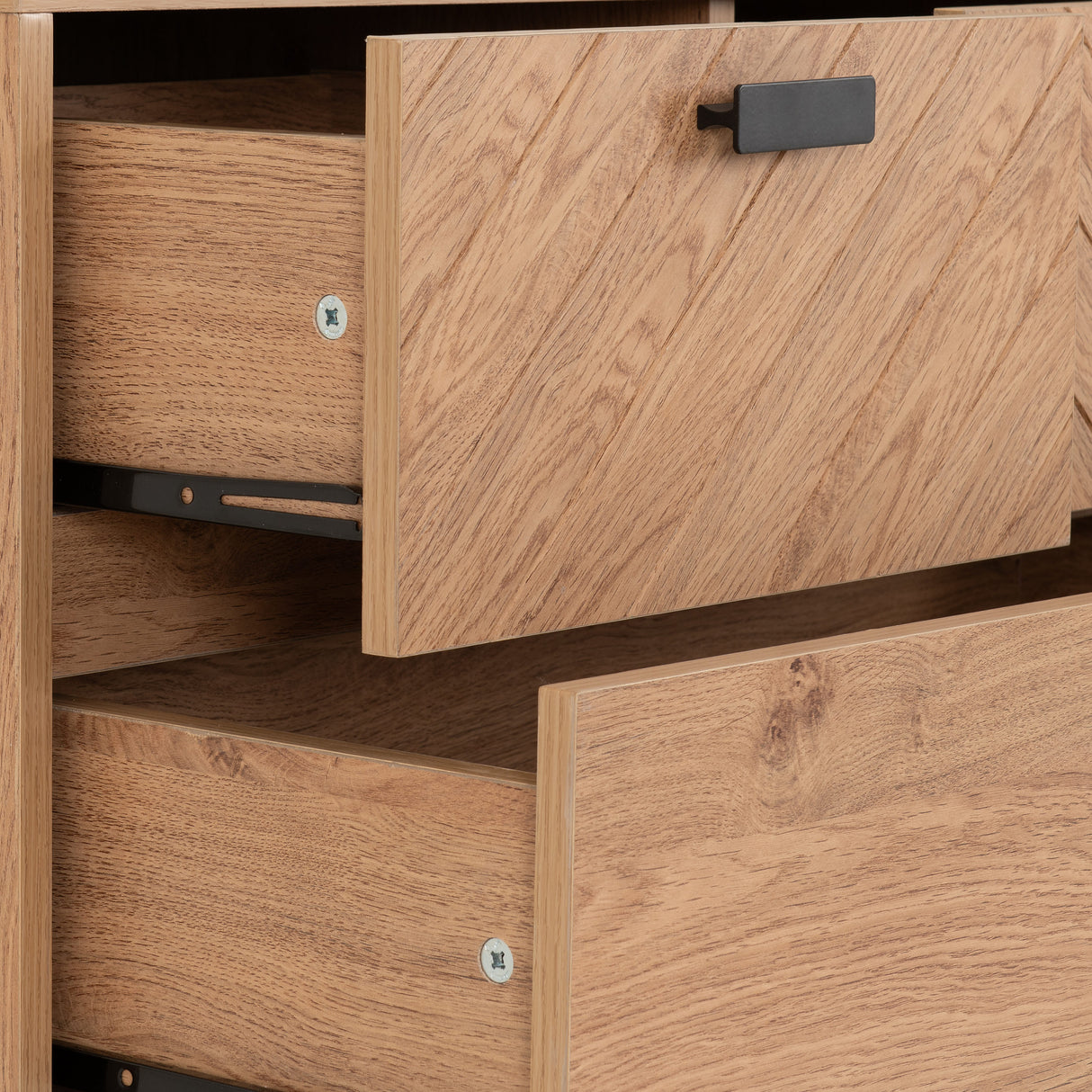 Leon Herringbone Oak Retro 3+2 Drawer Chest