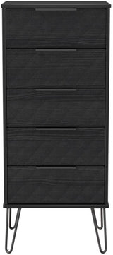 Harlequin 5 Drawer Bedside Table with Black Hairpin Legs