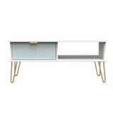 Linear 1 Drawer 1 Shelf Coffee Table with Gold Hairpin Legs