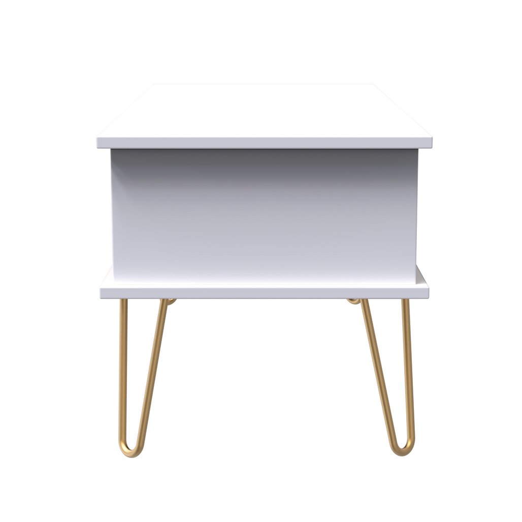 Linear 1 Drawer 1 Shelf Coffee Table with Gold Hairpin Legs