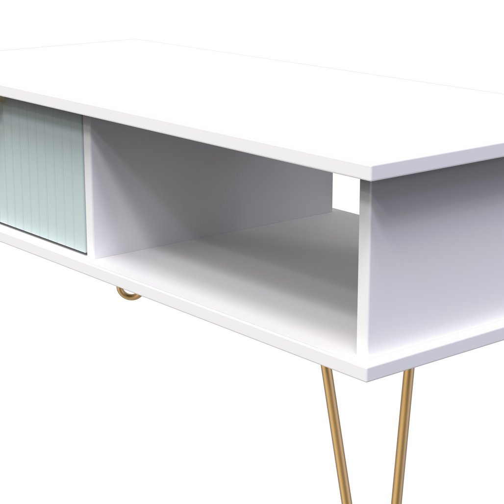 Linear 1 Drawer 1 Shelf Coffee Table with Gold Hairpin Legs