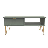 Linear 1 Drawer 1 Shelf Coffee Table with Gold Hairpin Legs