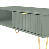 Linear 1 Drawer 1 Shelf Coffee Table with Gold Hairpin Legs