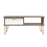 Linear 1 Drawer 1 Shelf Coffee Table with Gold Hairpin Legs