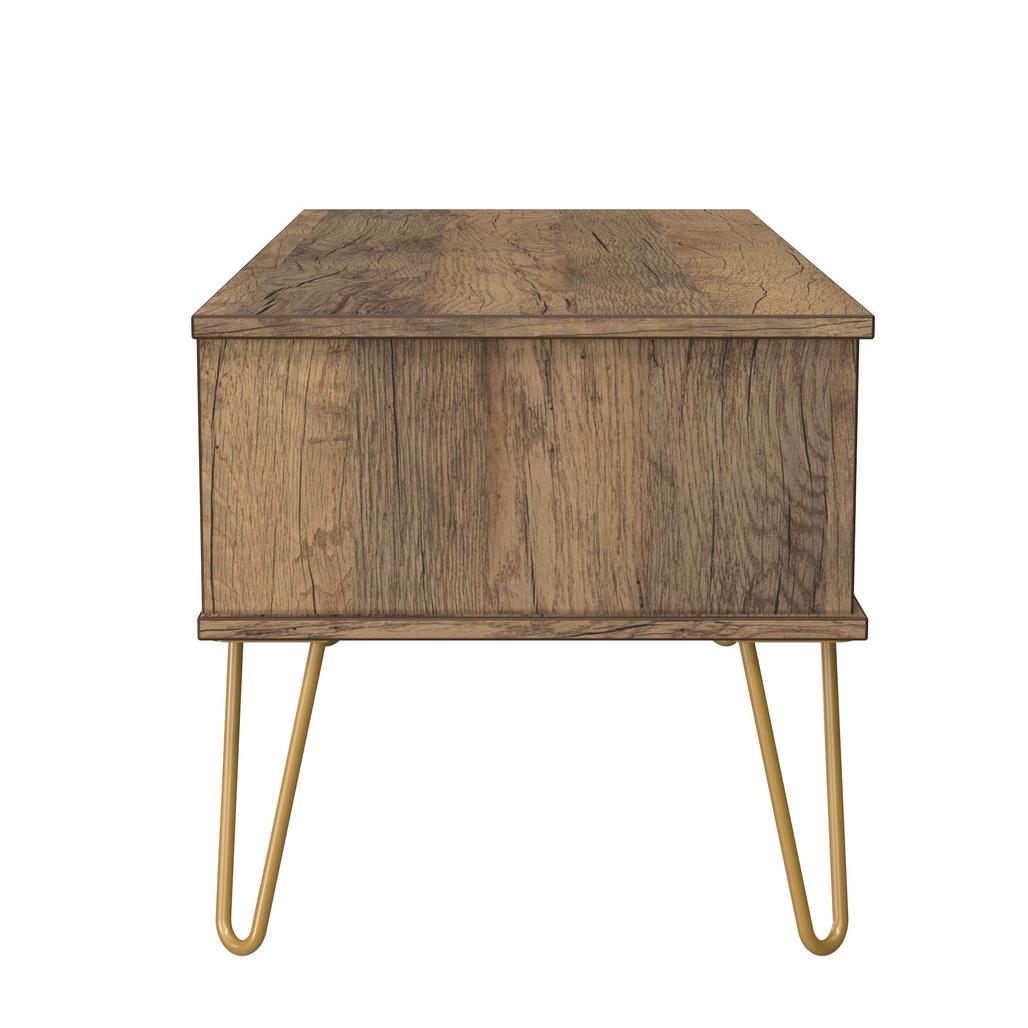 Linear 1 Drawer 1 Shelf Coffee Table with Gold Hairpin Legs