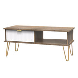 Linear 1 Drawer 1 Shelf Coffee Table with Gold Hairpin Legs