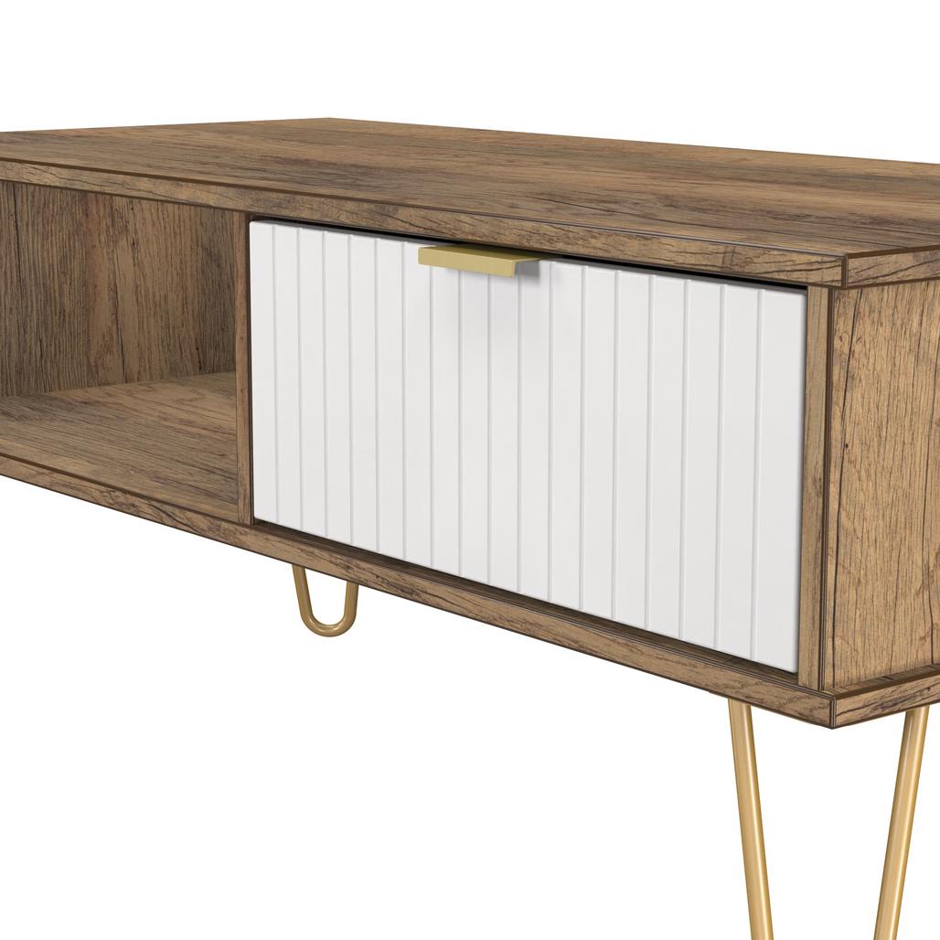 Linear 1 Drawer 1 Shelf Coffee Table with Gold Hairpin Legs