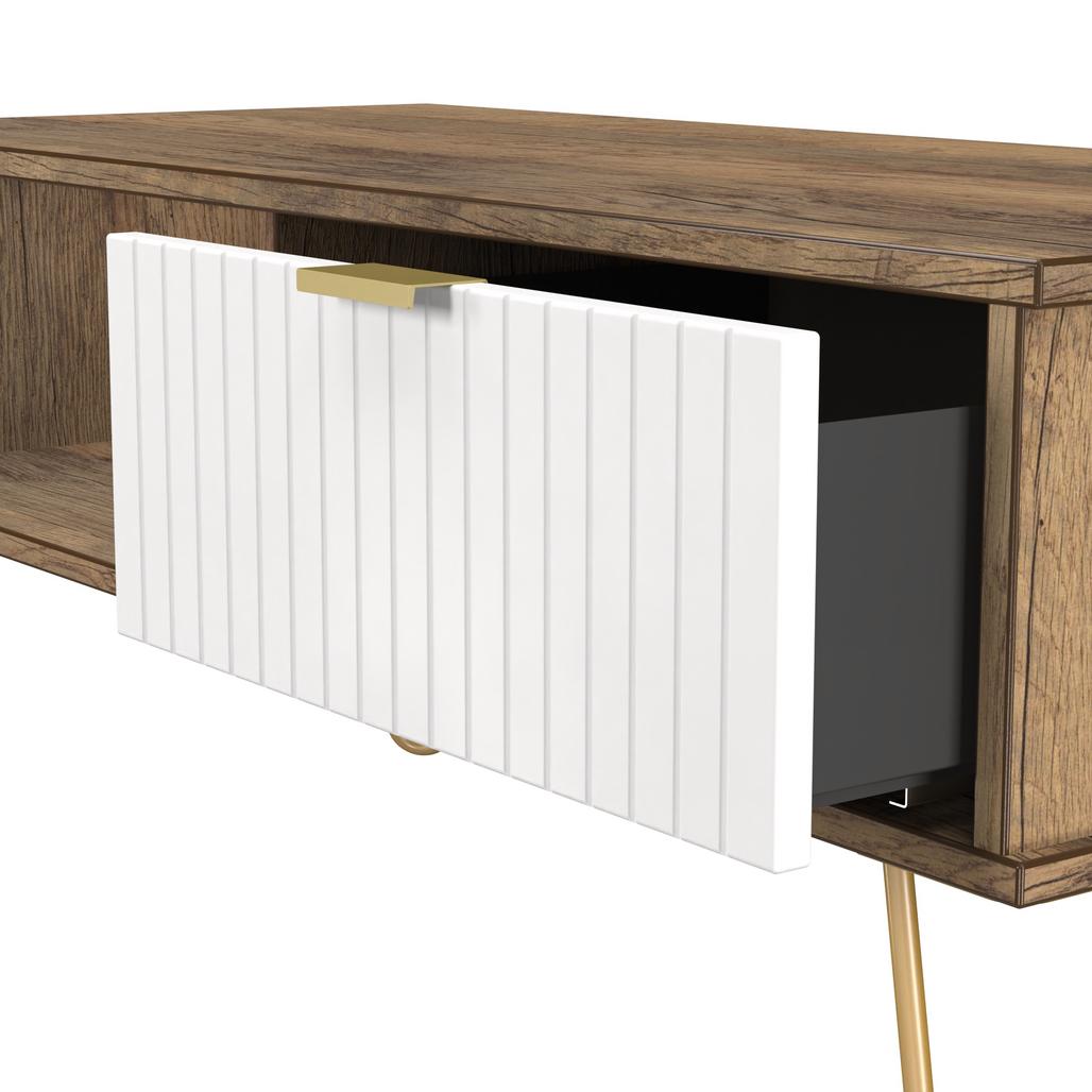 Linear 1 Drawer 1 Shelf Coffee Table with Gold Hairpin Legs