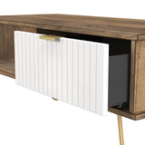 Linear 1 Drawer 1 Shelf Coffee Table with Gold Hairpin Legs