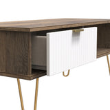 Linear 1 Drawer 1 Shelf Coffee Table with Gold Hairpin Legs
