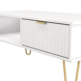 Linear 1 Drawer 1 Shelf Coffee Table with Gold Hairpin Legs