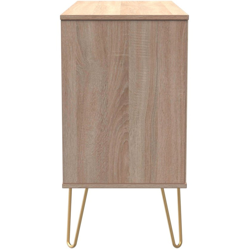 Linear 3 Drawer Open Shelf TV Unit with Gold Hairpin Legs