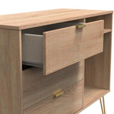 Linear 3 Drawer Open Shelf TV Unit with Gold Hairpin Legs