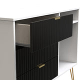 Linear 3 Drawer Open Shelf TV Unit with Gold Hairpin Legs