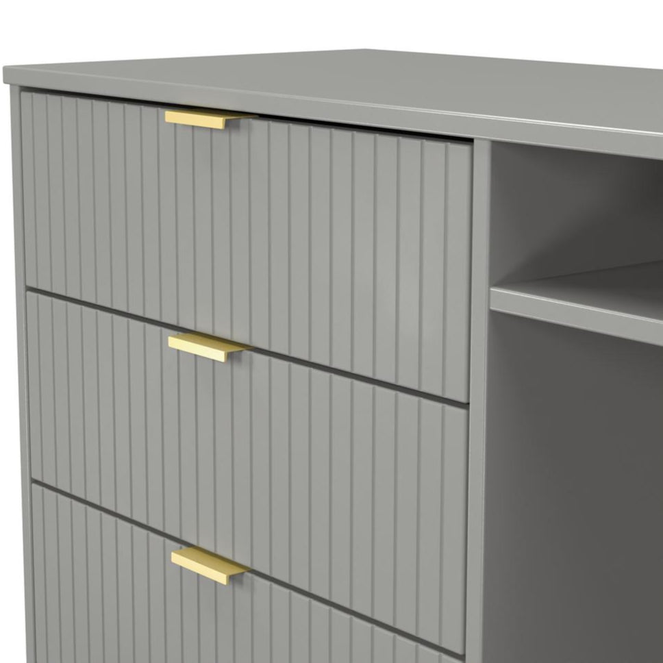 Linear 3 Drawer Open Shelf TV Unit with Gold Hairpin Legs