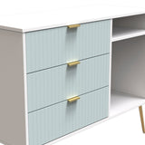 Linear 3 Drawer Open Shelf TV Unit with Gold Hairpin Legs