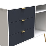 Linear 3 Drawer Open Shelf TV Unit with Gold Hairpin Legs